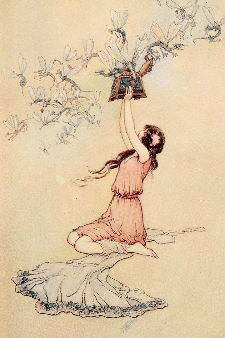 Pandoras Box Illustration Fairies Evil Spirits Wall Home Decor Jigsaw Puzzle