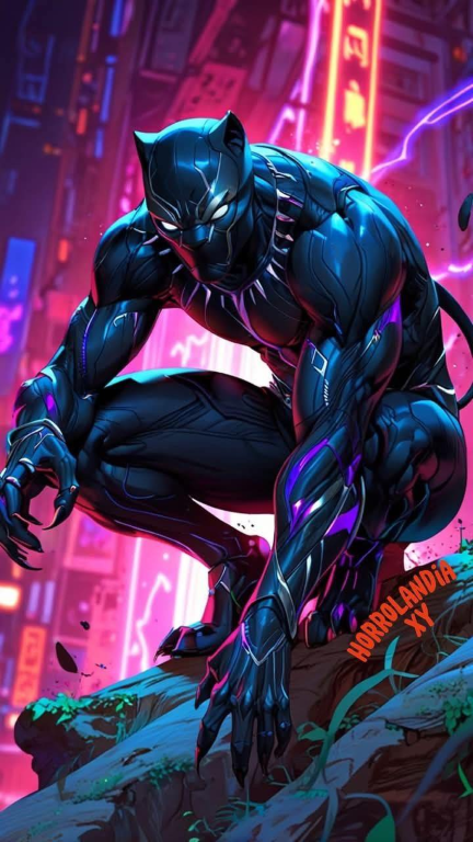 Panther Suit Neon Background 9321 Print Poster