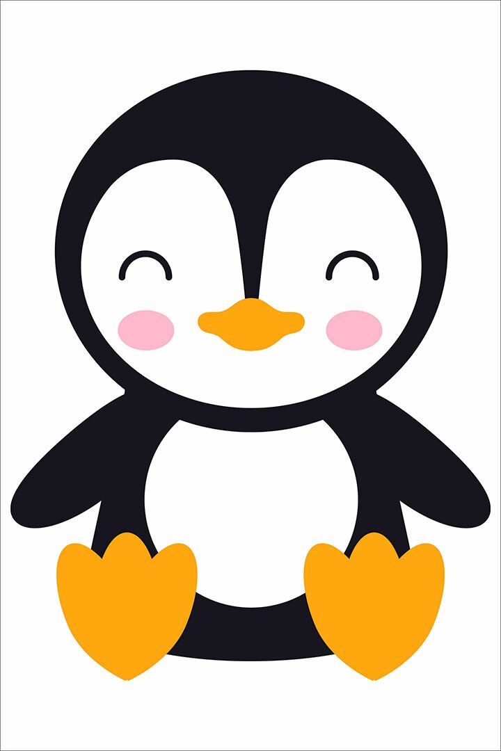 Penguin Just Smile Cartoon Picture Painting Print Jigsaw Puzzle
