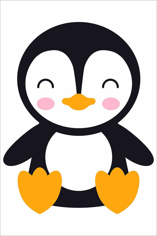 Penguin Just Smile Cartoon Picture Painting Print Jigsaw Puzzle