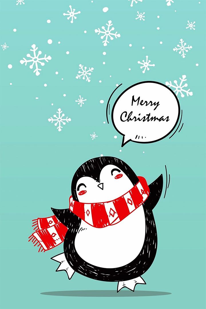 Penguin Stole Christmas Animal Picture Painting Print Jigsaw Puzzle