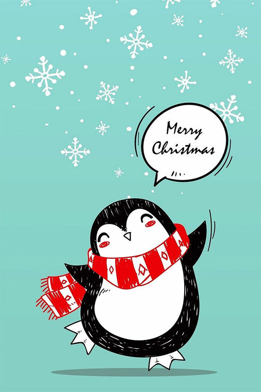 Penguin Stole Christmas Animal Picture Painting Print Jigsaw Puzzle