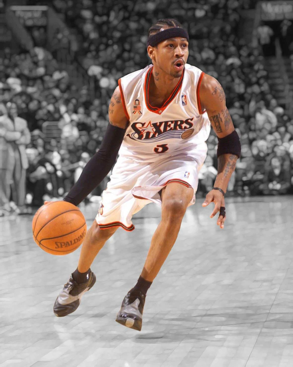 Philadelphia 76Ers Allen Iverson Glossy Keychain Spotlight Basketball Print