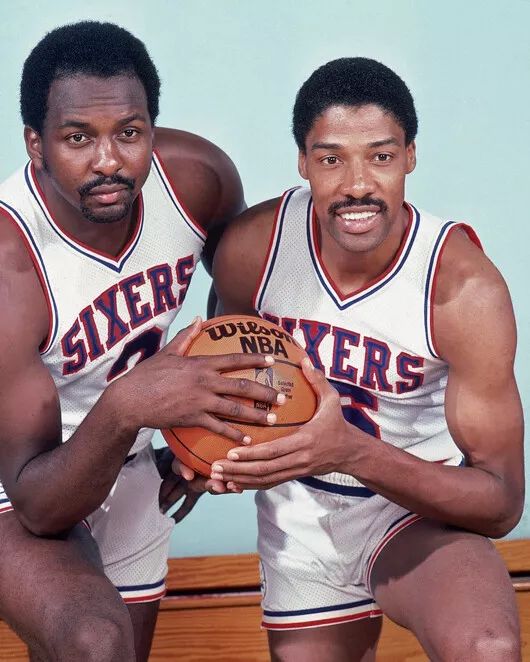 Philadelphia 76Ers Julius Erving And Moses Malone Glossy Magnet Print Dr J