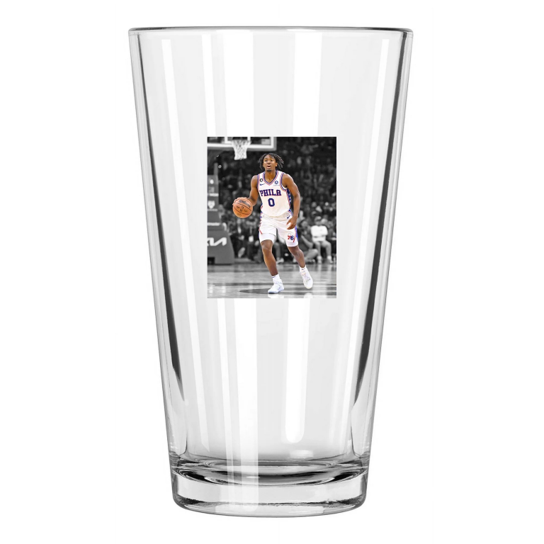 Philadelphia 76Ers Tyrese Maxey Spotlight Basketball 1 Pint Beer Drinking Glass