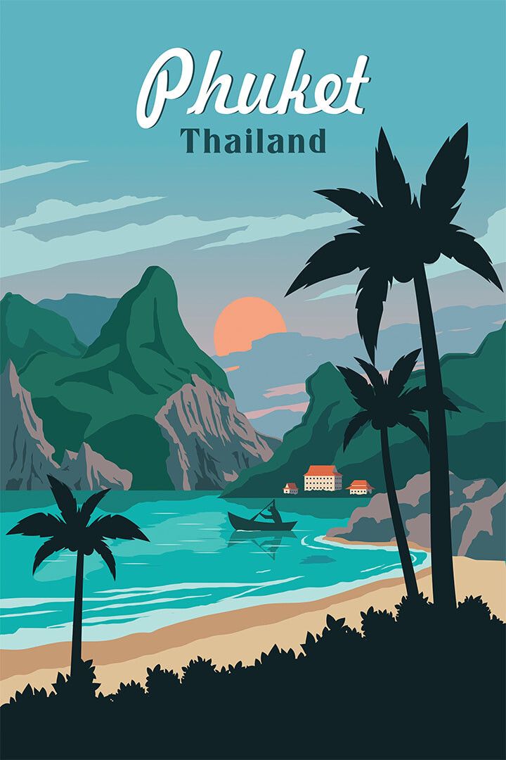 Phuket Thailand Travel Retro Vintage Style Jigsaw Puzzle