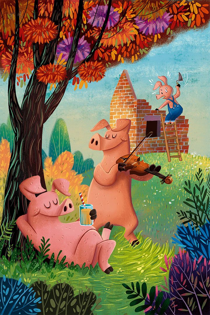 Pig Sunflower Animals Nature Picture Painting Print Jigsaw Puzzle