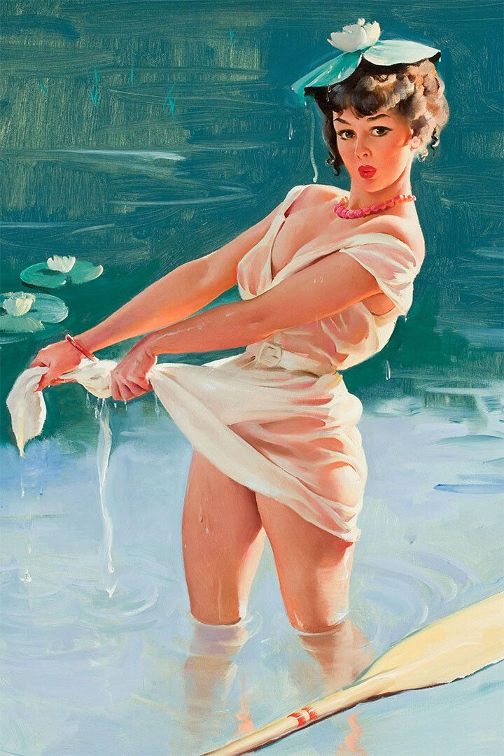 Pinup Girl 1969 Upsetting Upset Boating Jigsaw Puzzle