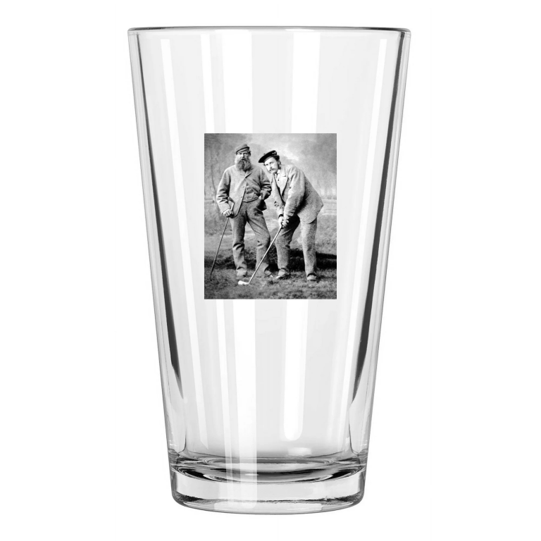 Pioneer Golfer Old And Young Tom Morris Photo Vintage Pint Beer Drinking Glass