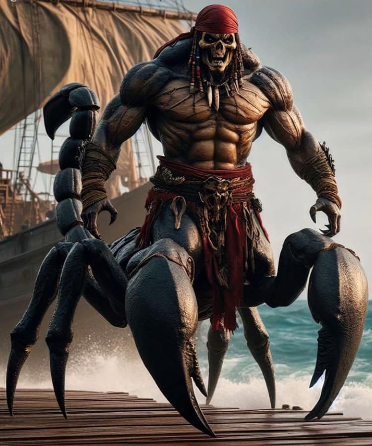 Pirate Skeleton Scorpion Landscape Print Poster