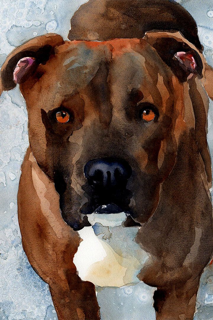 Pitbull Best Gift Animal Watercolor Painting Print Jigsaw Puzzle