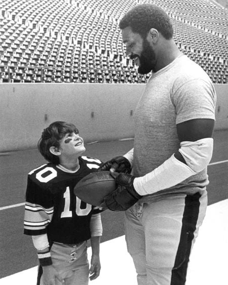 Pittsburgh Steelers 'Mean' Joe Greene Glossy Magnet Practice Football Print
