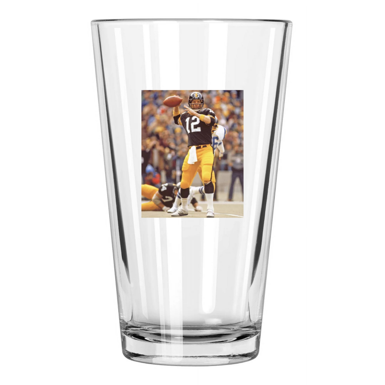 Pittsburgh Steelers Terry Bradshaw Nfl Color Football Pint Beer Drinking Glass