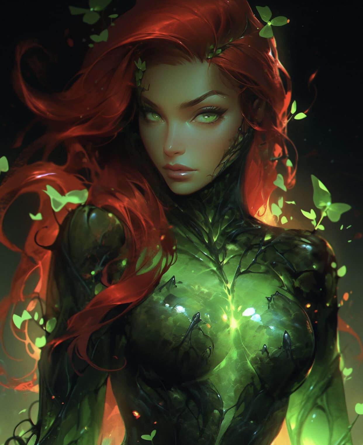 Poison Ivy Heroine Artistic Portrait Print Poster