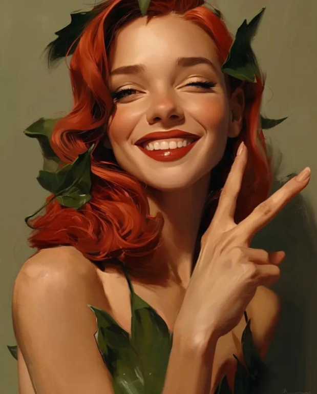 Poison Ivy Red Hair Leaves 342 Print Poster