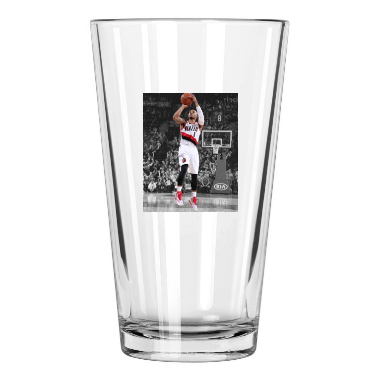 Portland Trailblazers Damian Lillard Photo Spotlight Pint Beer Drinking Glass