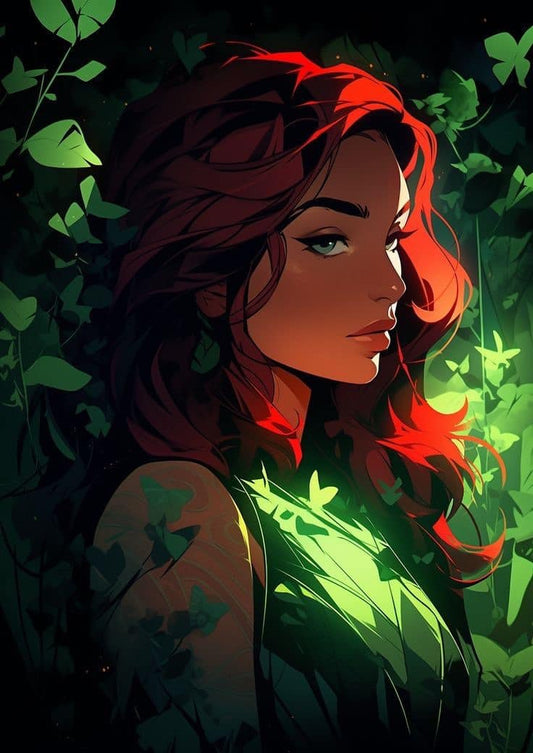 Portrait Redhead Woman In Foliage Print Poster