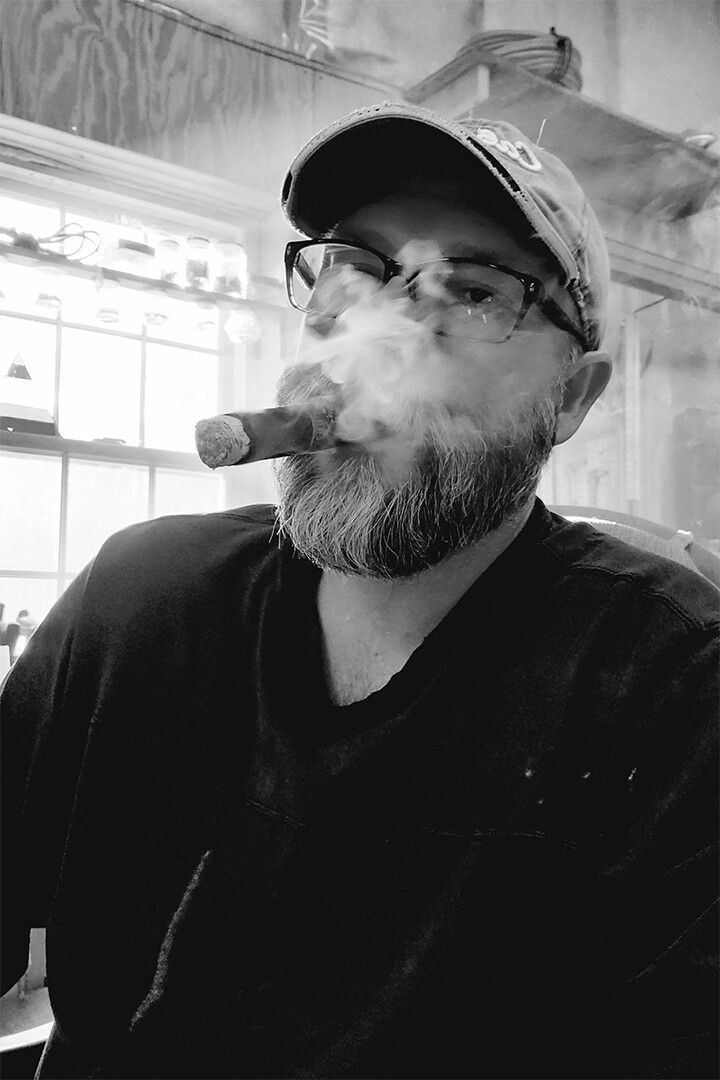 Portrait Of A Man Smoking A Cigar Print Jigsaw Puzzle