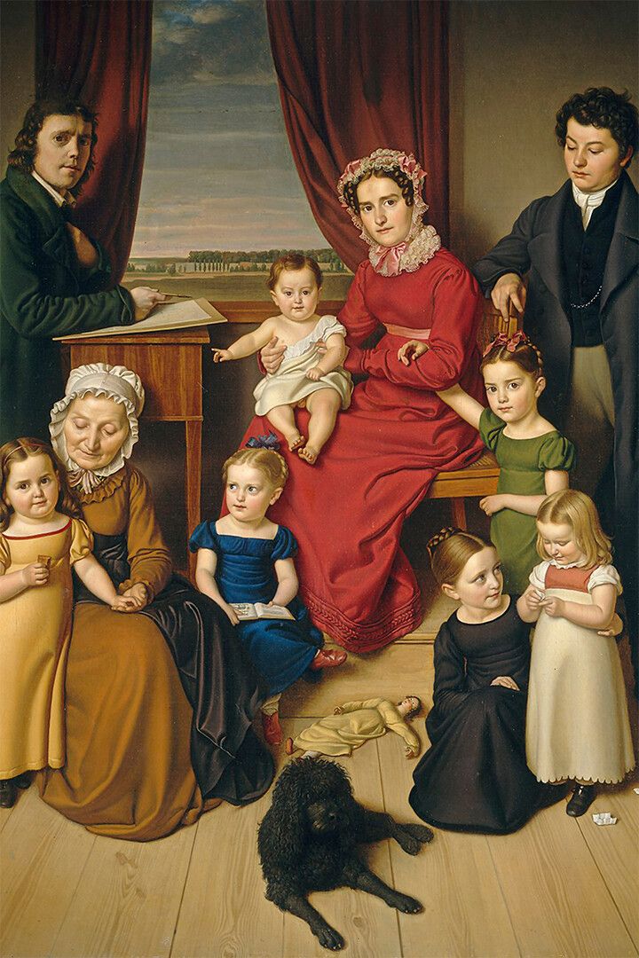 Portrait Of Crowded Family People Painting Print Jigsaw Puzzle