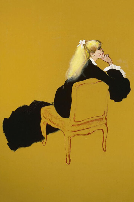 Portrait Of Sitting Thinking Person Print Canvas Jigsaw Puzzle