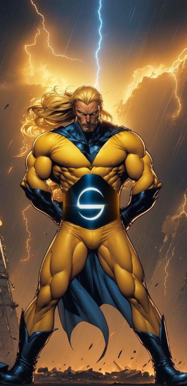 Powerful Hero Lightning Background 1 Print Poster