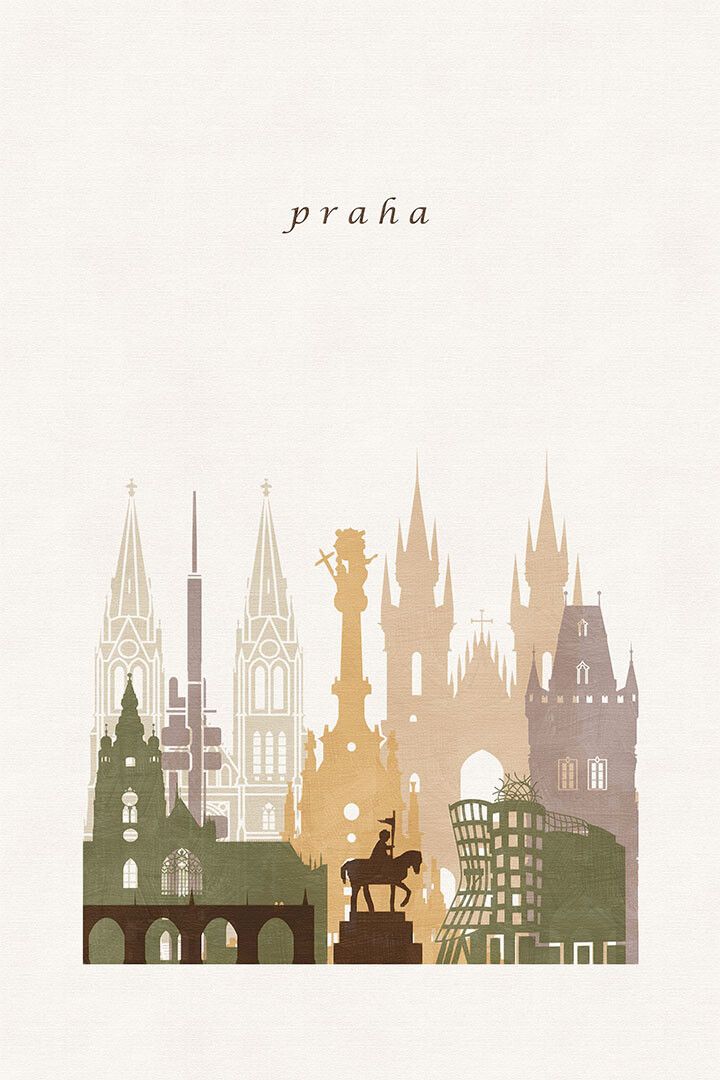 Prague Minimalist Travel Landscape City Painting Jigsaw Puzzle