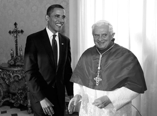 President Barack Obama & Pope Benedict Xvi Iconic Picture Magnet Print