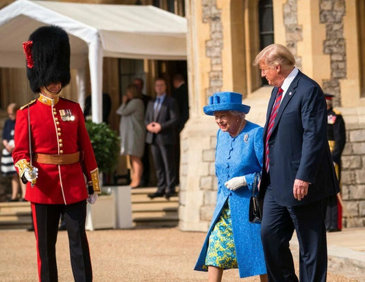 President Donald Trump & Queen Elizabeth Ii Picture Keychain Print