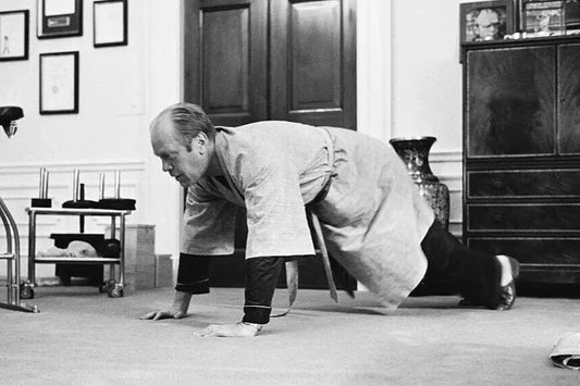 President Gerald Ford Does Push Ups In The White House 1975 Picture Keychain