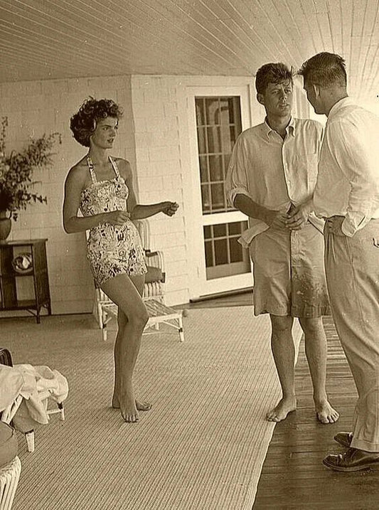 President John F Kennedy Jfk 1953 & Wife Jackie Historic Picture Keychain