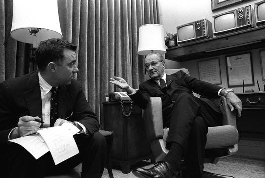 President Lyndon B. Johnson Working W Joseph Califano 1968 Magnet Picture 11 X 17