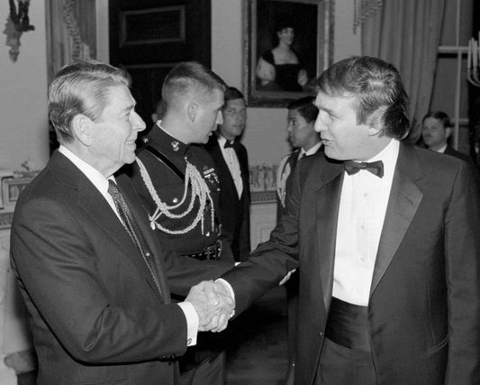 President Ronald Reagan & Donald Trump Black & White 8 X 10 Keychain Picture