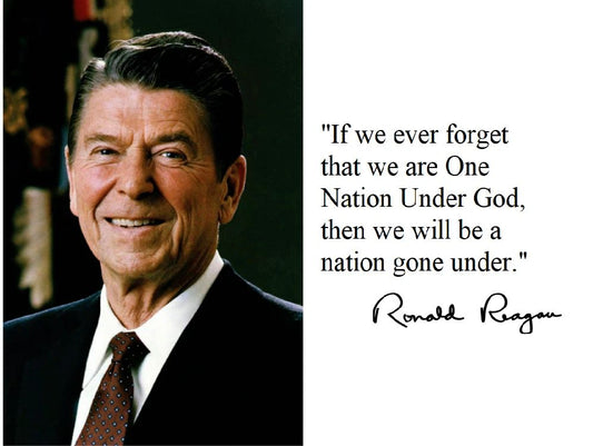 President Ronald Reagan One Nation God Quote Facsimile Signature Photo
