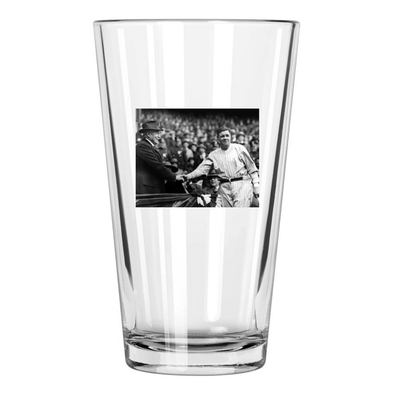 President Warren Harding And Babe Ruth Yankees Stadium Pint Beer Drinking Glass