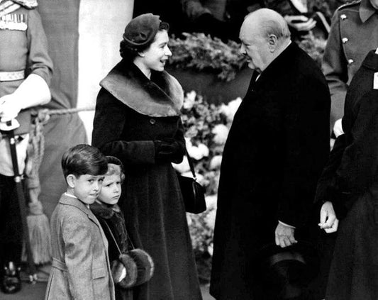Prime Minister Winston Churchill And Princess Elizabeth Glossy Photo Print