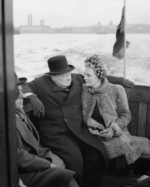 Prime Minister Winston Churchill & Wife Clementine Glossy Keychain In London
