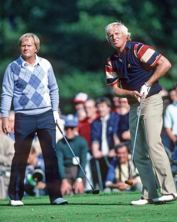 Pro Golfers Greg Norman And Jack Nicklaus Glossy Keychain Match Play Print