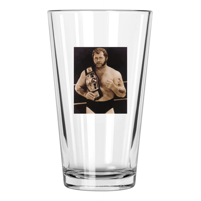 Pro Wrestler Harley Race Photo Wrestling Champion Nwa 2 Pint Beer Drinking Glass