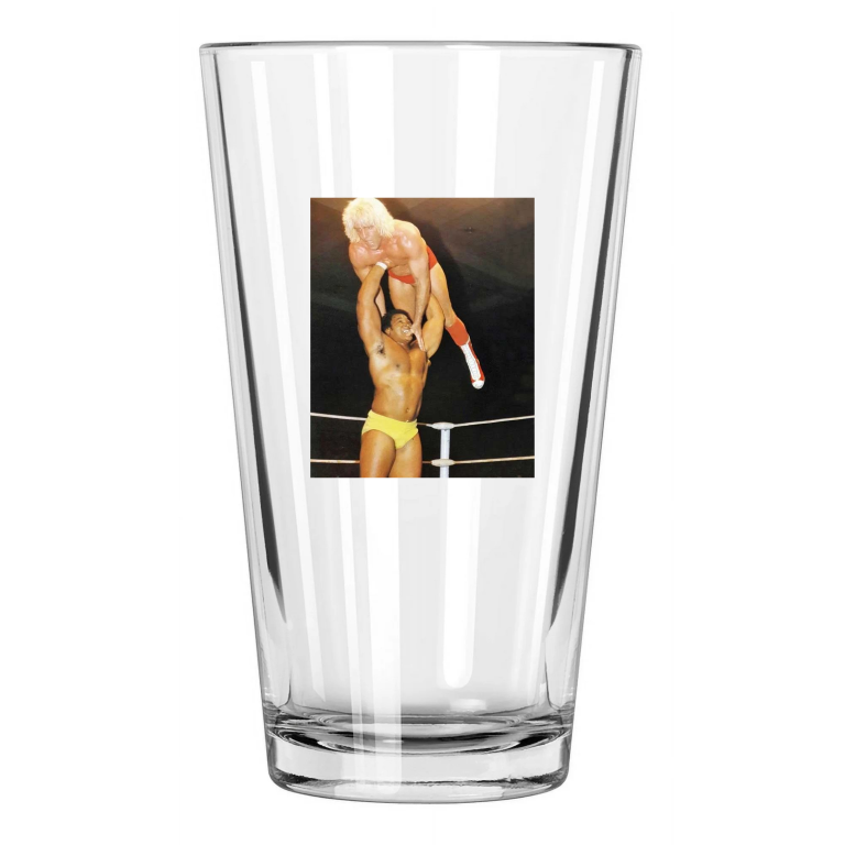 Pro Wrestlers Butch Reed Vs Rick Flair Photo Pint Beer Drinking Glass