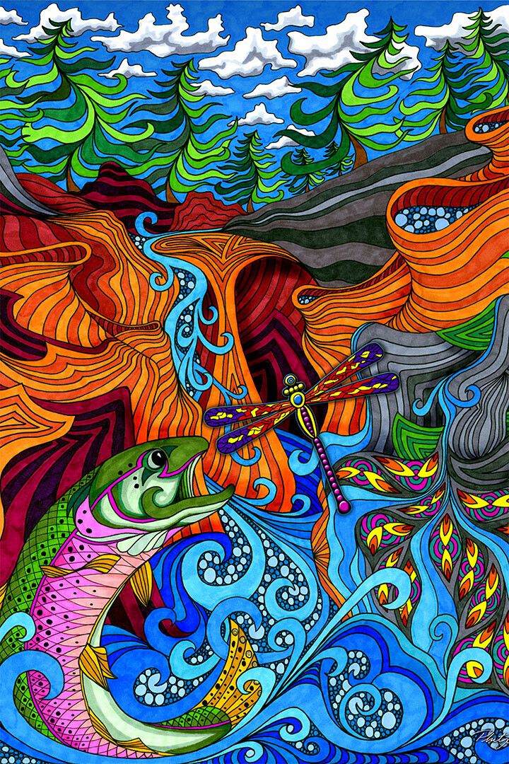 Psychedelic Abstract Colors Pattern Painting Print Jigsaw Puzzle