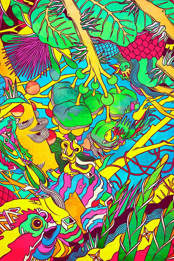 Psychedelic Abstract Pattern Colors Painting Print Jigsaw Puzzle