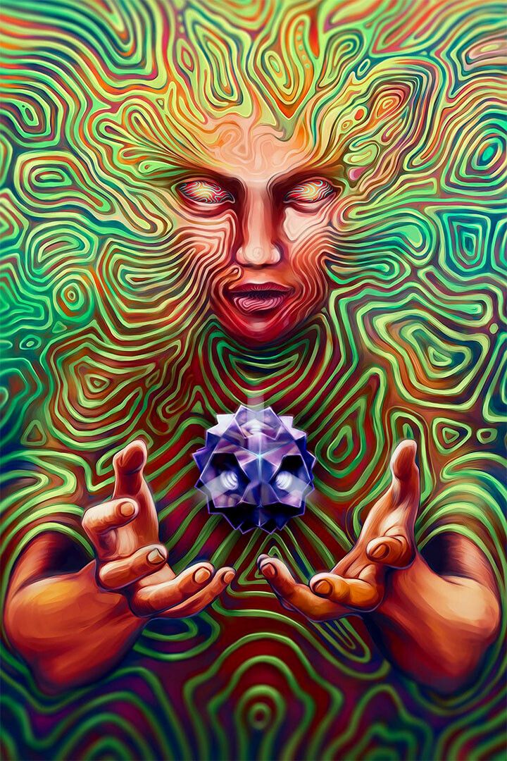 Psychedelic Peace Quad Artwork Colorful Print Jigsaw Puzzle