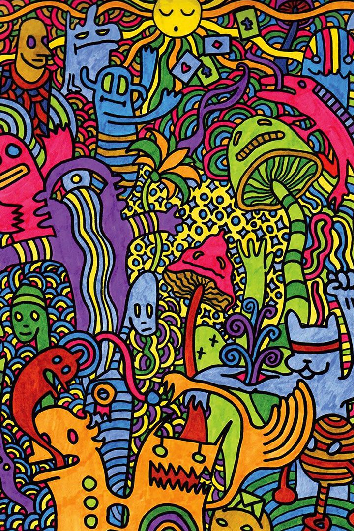 Psychedelic Shrooming Artwork Print Painting Jigsaw Puzzle