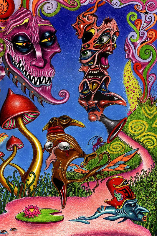 Psychedelic Shrooming Colorful Figures Painting Print Wall Decor Jigsaw Puzzle