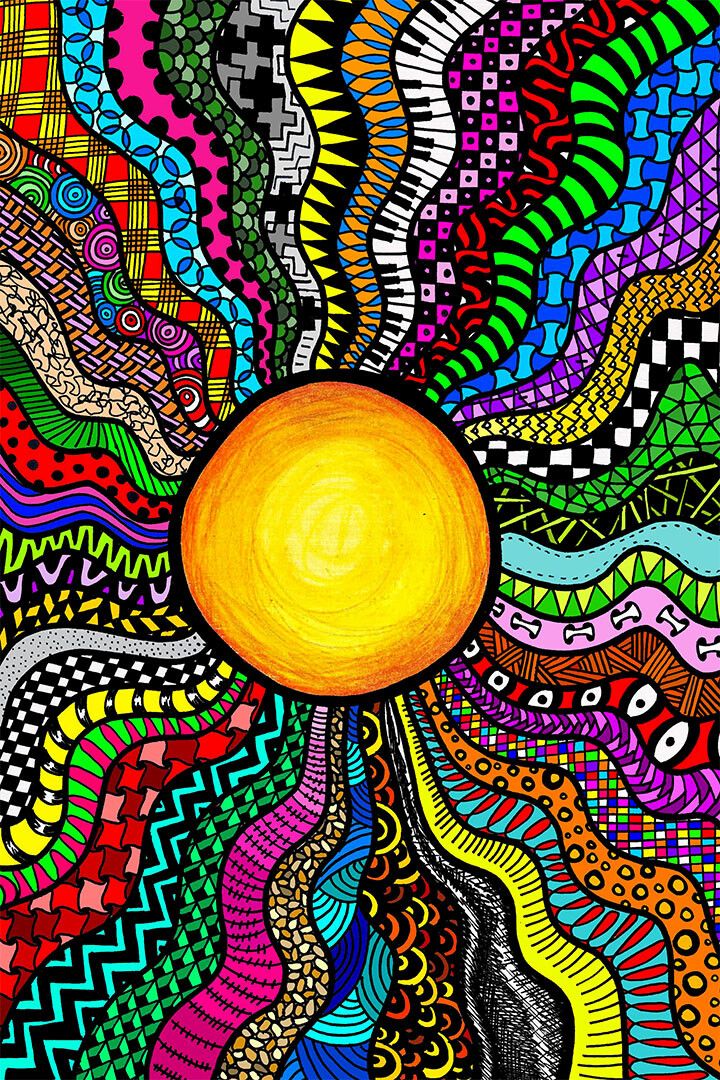 Psychedelic Sleeping Sun Color Figure Print Jigsaw Puzzle