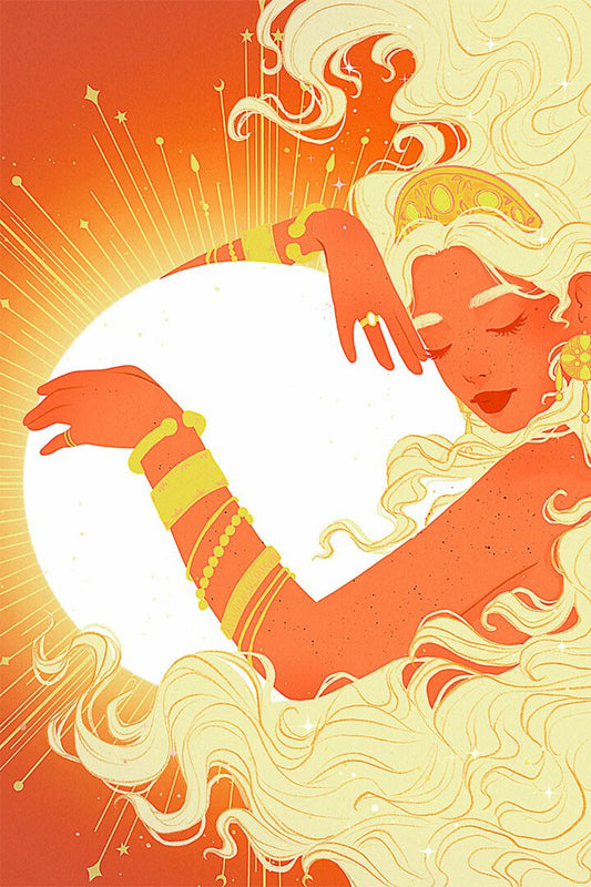 Psychedelic Sleeping Sun Illustration Print Jigsaw Puzzle