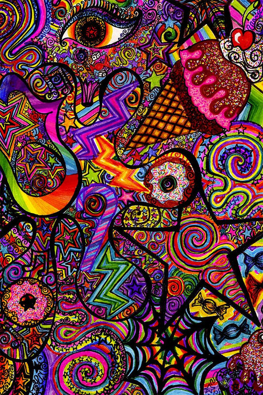 Psychedelic Trippy Abstract Modern Painting Jigsaw Puzzle