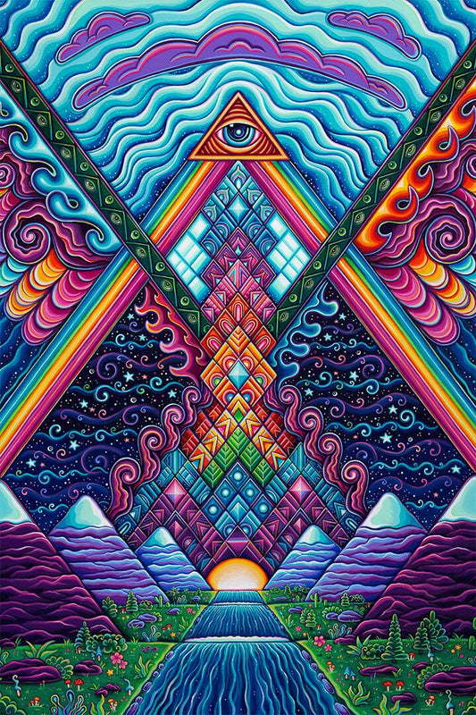 Psychedelic Trippy Visual Mind Painting God Print Wall Art Home Poster