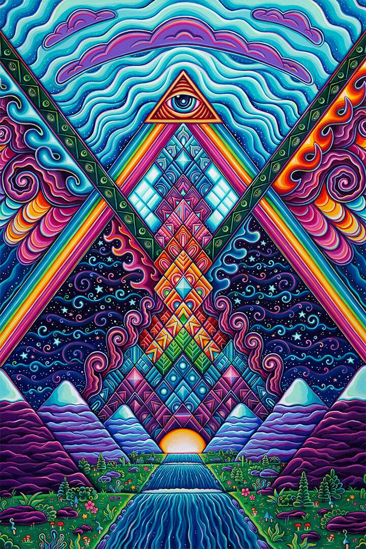 Psychedelic Trippy Visual Mind Painting God Print Jigsaw Puzzle