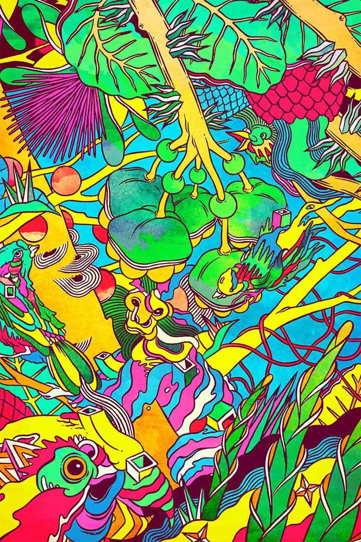Psychedelic Zonk Colorful Artwork Print Jigsaw Puzzle